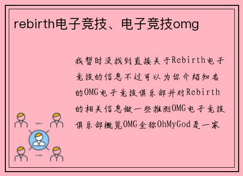 rebirth电子竞技、电子竞技omg